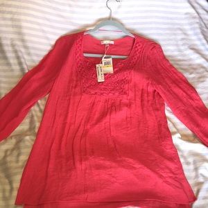 Peach Long-Sleeved Peasant Top